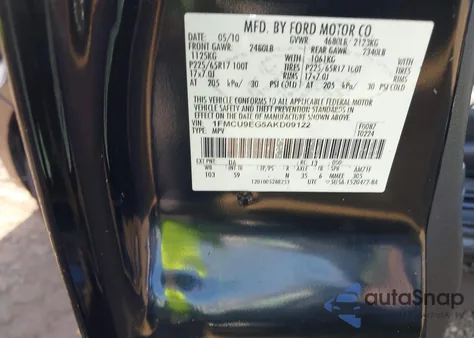 2010 Ford Escape Limited from USA, damaged, VIN 1FMCU9EG5AKD09122